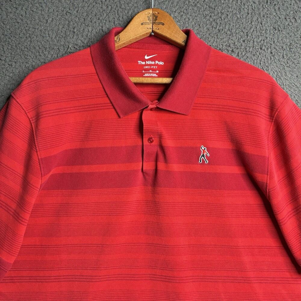 Nike Tiger Woods Fist Pump Logo Heritage Dri-Fit Polo XL Golf Sunday Red Masters - Picture 2 of 8
